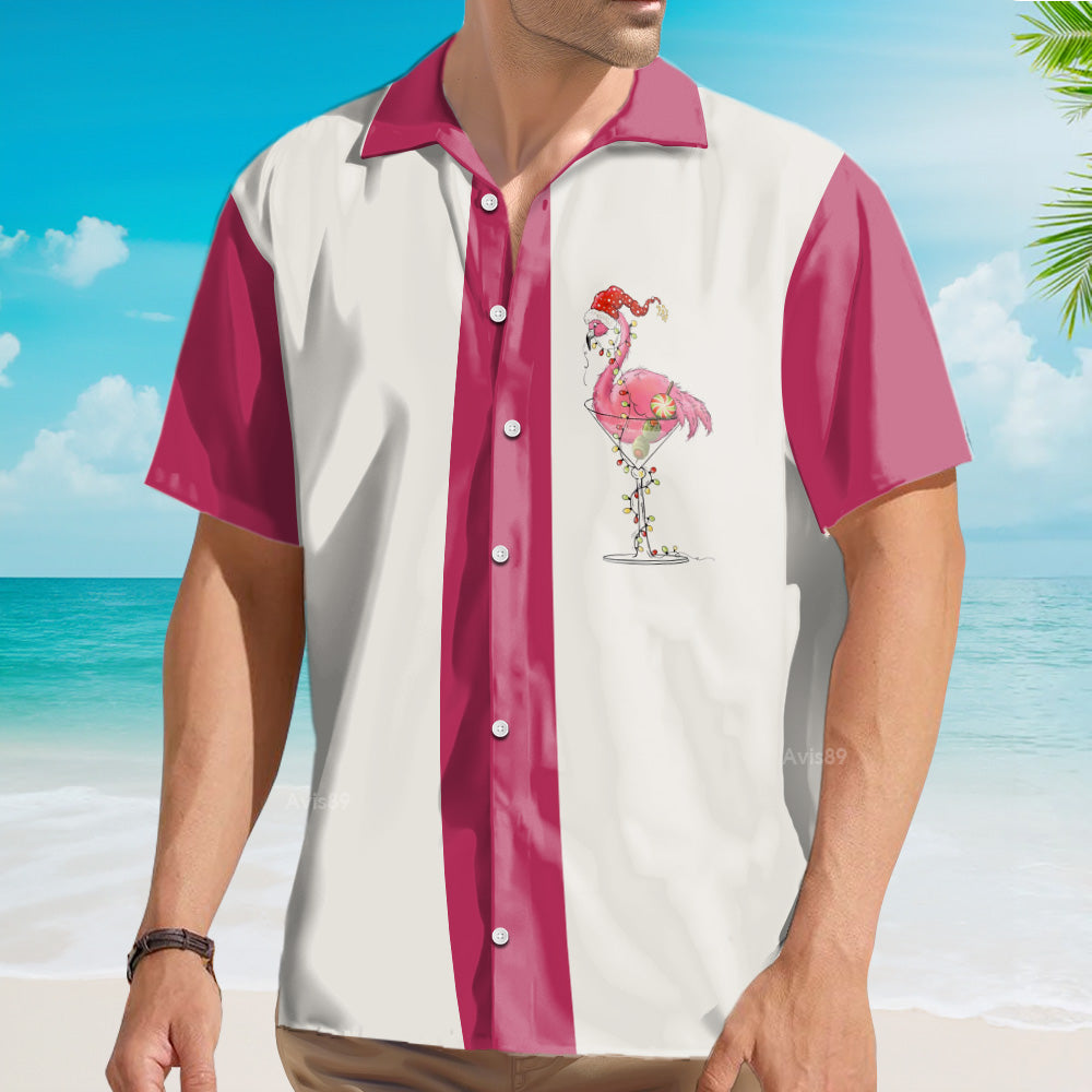 Christmas Flamingo Pink - For Men And Women - Hawaiian Shirt