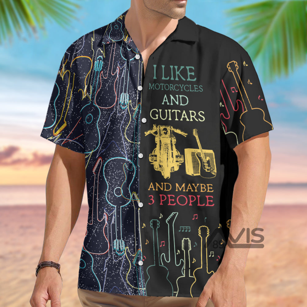 Guitar I Like Motorcycle And Guitar - Hawaiian Shirt