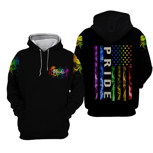 LGBT Shirt LGBT Color American Flag Pride Black T-shirt Hoodie Adult Unisex Full Print
