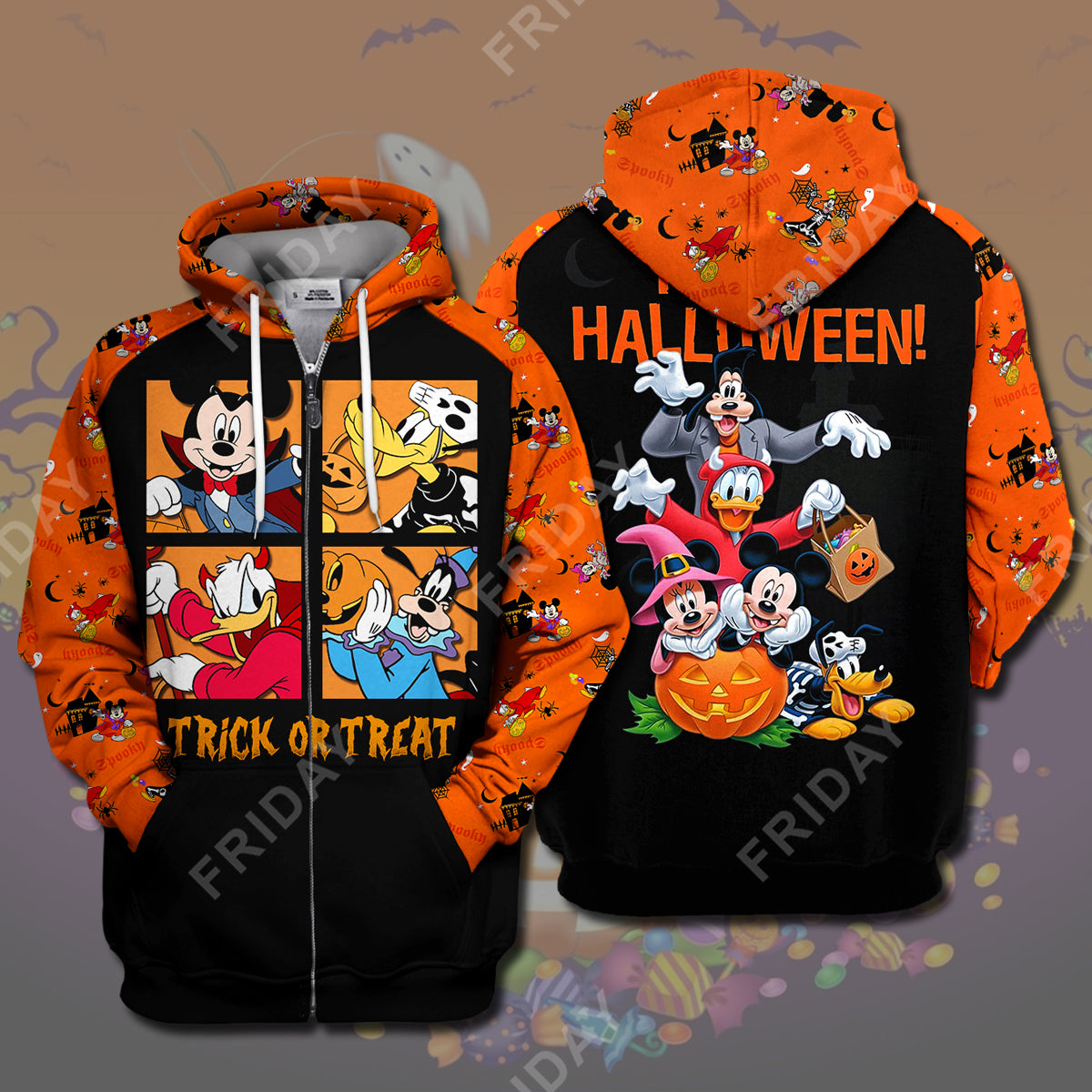 DN T-shirt House Trick Or Treat Happy Halloween T-shirt Cute DN MK Mouse Hoodie Sweater Tank DN Halloween Hoodie Shirt