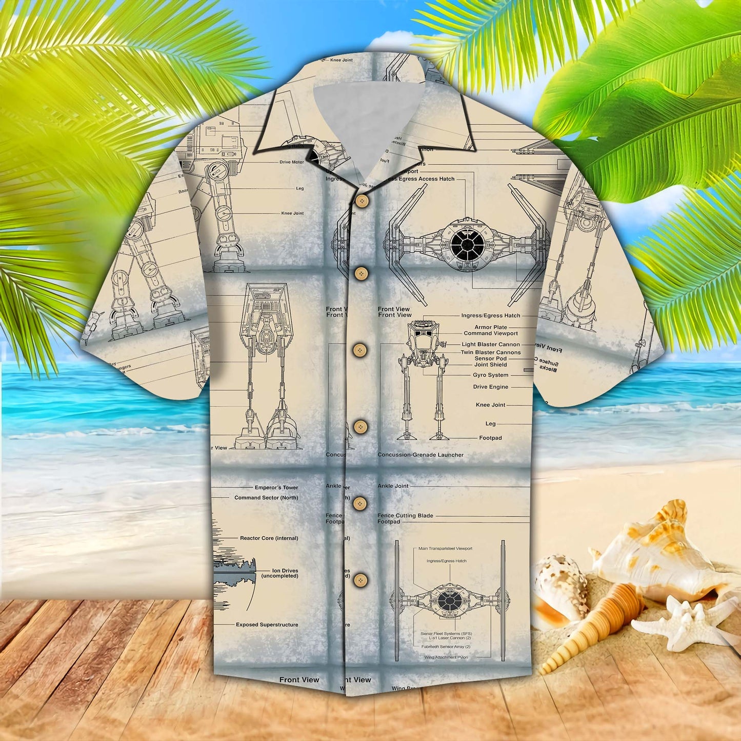 SW Hawaiian Shirt SW Walker Flight Sketch Pattern White Hawaii Aloha Shirt