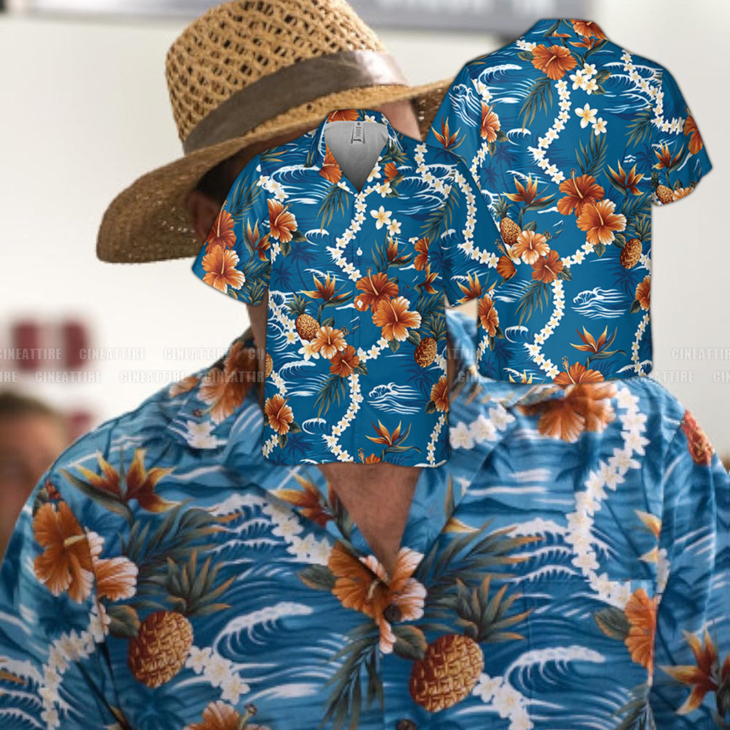 Four Christmases Brad Vince Vaughn Ocean Blue Aloha Hawaiian Shirt - Tazila