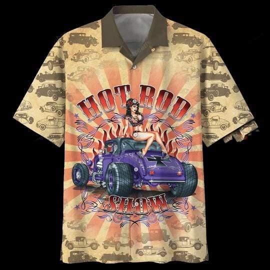 Hot Rod Hawaiian Shirt Hot Rod Show Girl Hot Rod Pattern Hawaii Aloha Shirt