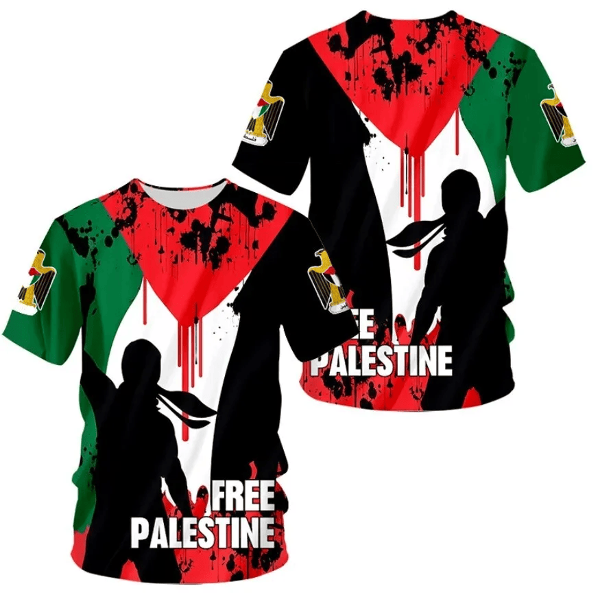 Palestine T-shirt Free Palestine Naional Flag T-shirt Colorful Unisex