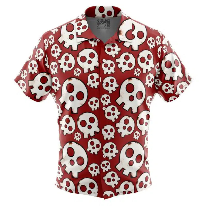 Skull Emblem Fire Force Button Up Hawaiian Shirt