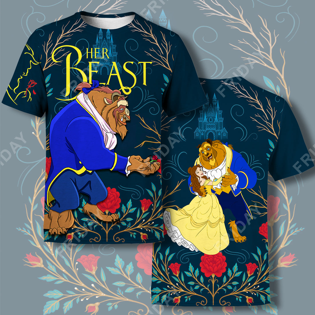 DN T-shirt Beauty & The Beast Her Beast Couple 3D Print T-shirt Awesome DN Beauty & The Beast Hoodie Sweater Tank