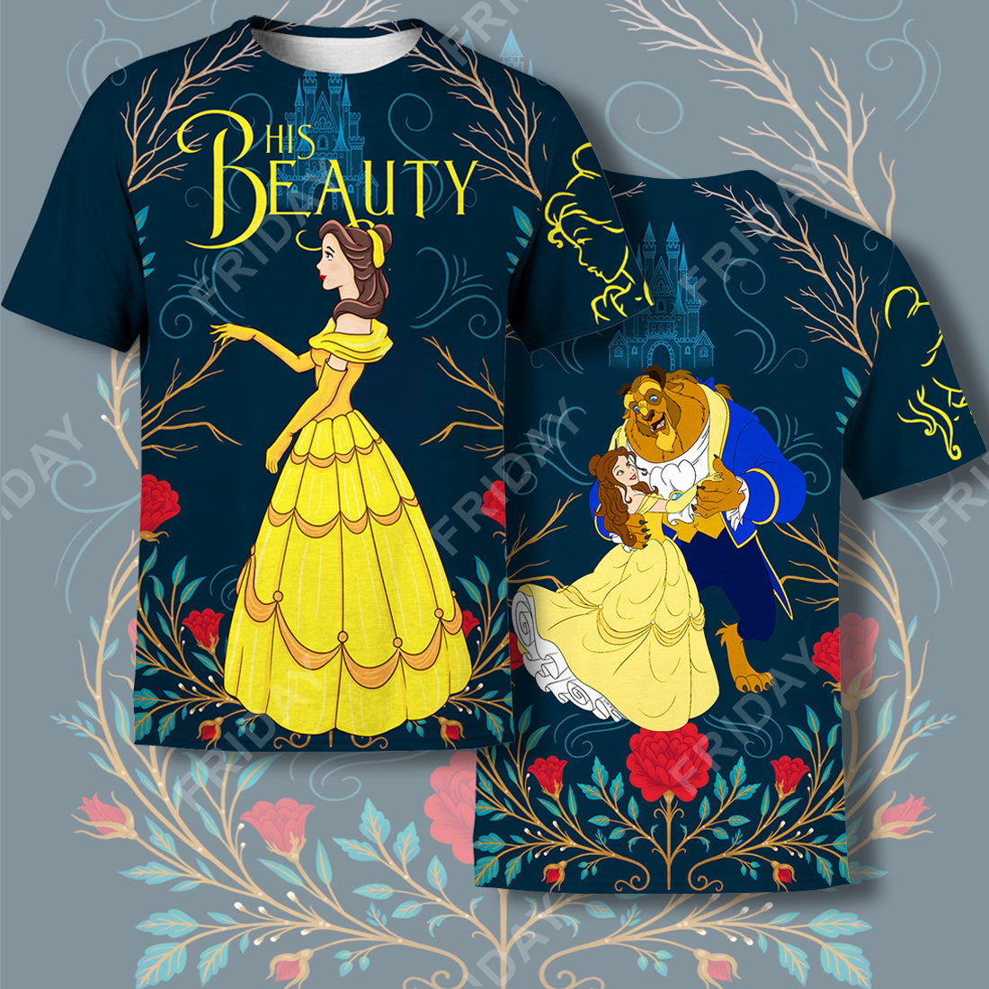 DN T-shirt Beauty & The Beast His Beauty Couple 3D Print T-shirt Awesome DN Beauty & The Beast Hoodie Sweater Tank