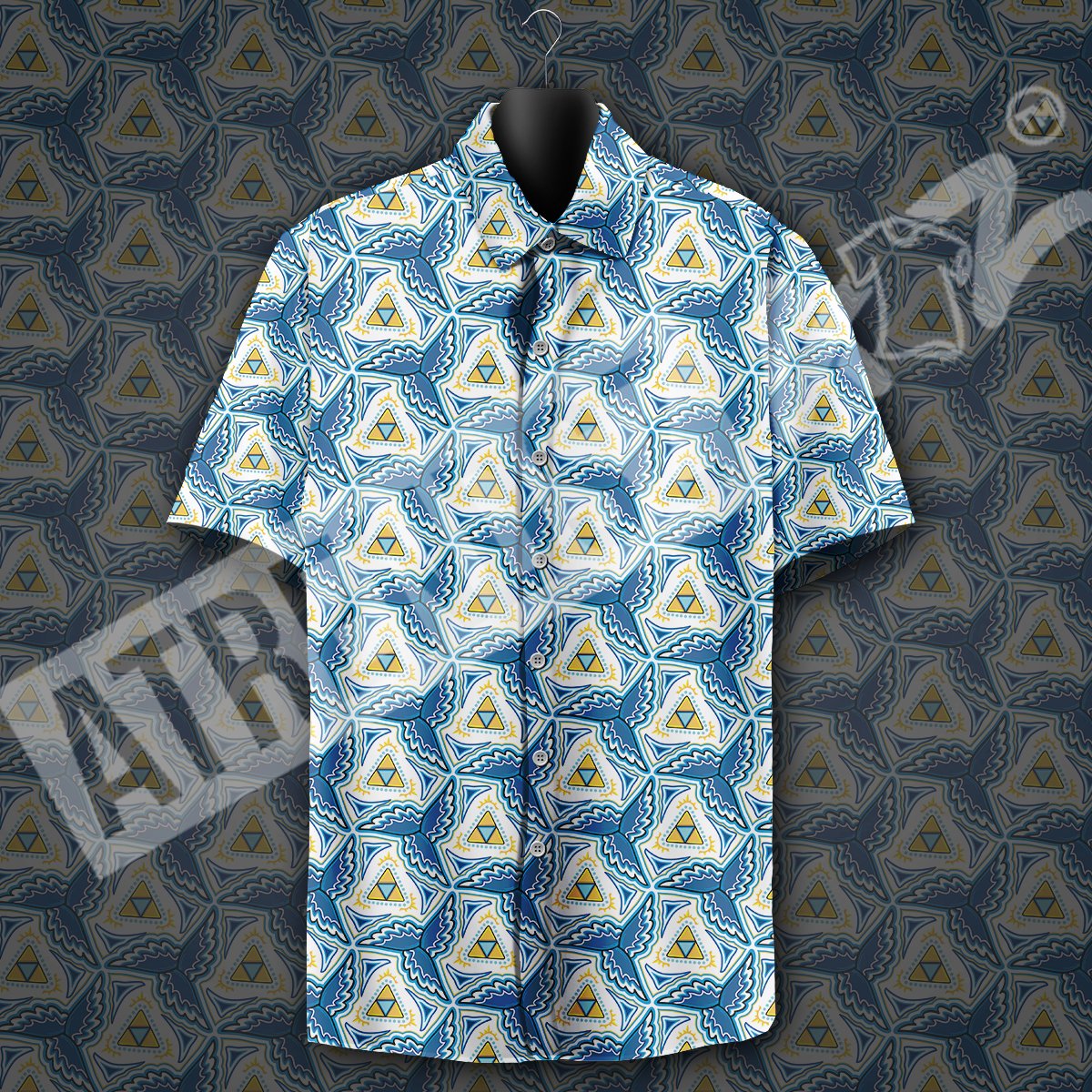 Legend Of Zelda Hawaiian Shirt Triforce Pattern Blue Hawaii Shirt Legend Of Zelda Aloha Shirt