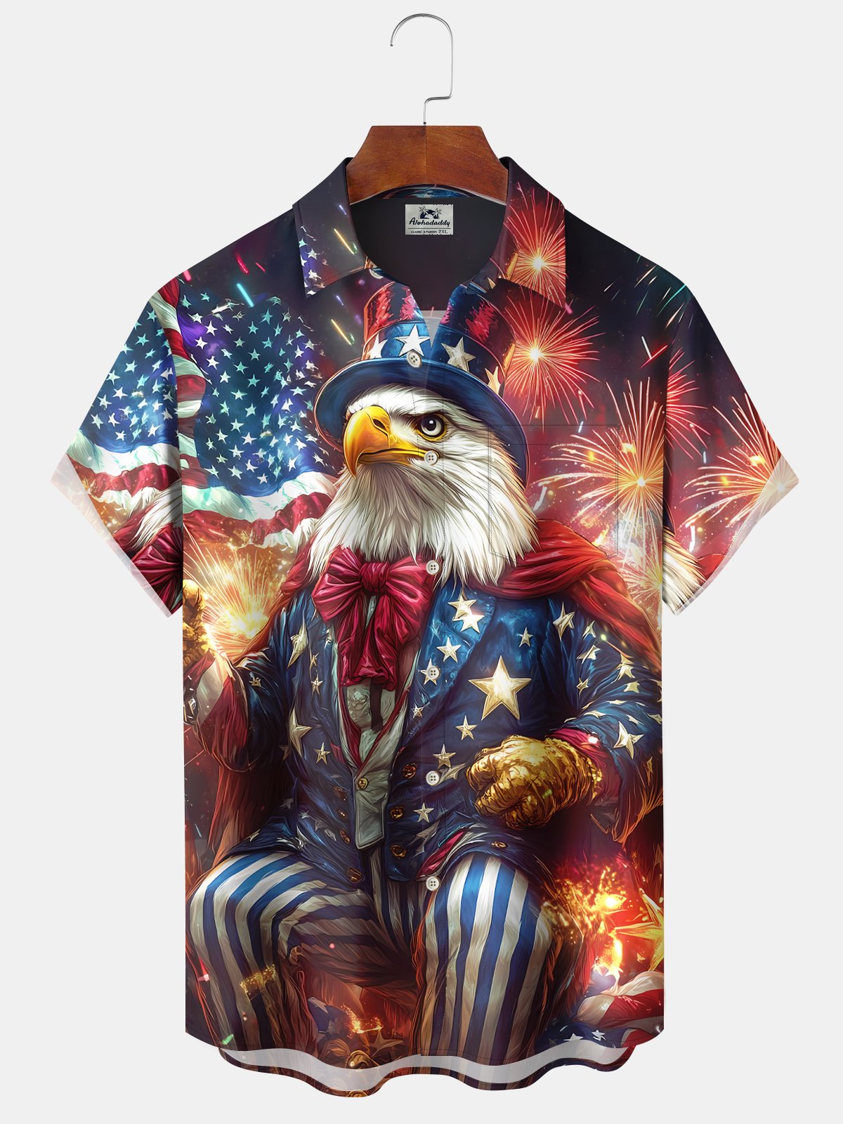 Alohadaddy Holiday American Flag Eagle Independence Day Fireworks Shirt