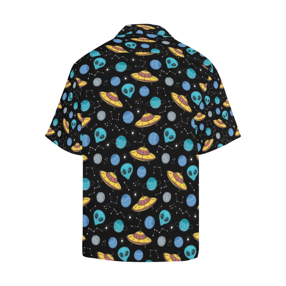 Gifury UFO Alien Hawaii Shirt Yellow UFO Blue Alien Blue Planet Pattern Hawaiian Shirt UFO Aloha Shirt 2023
