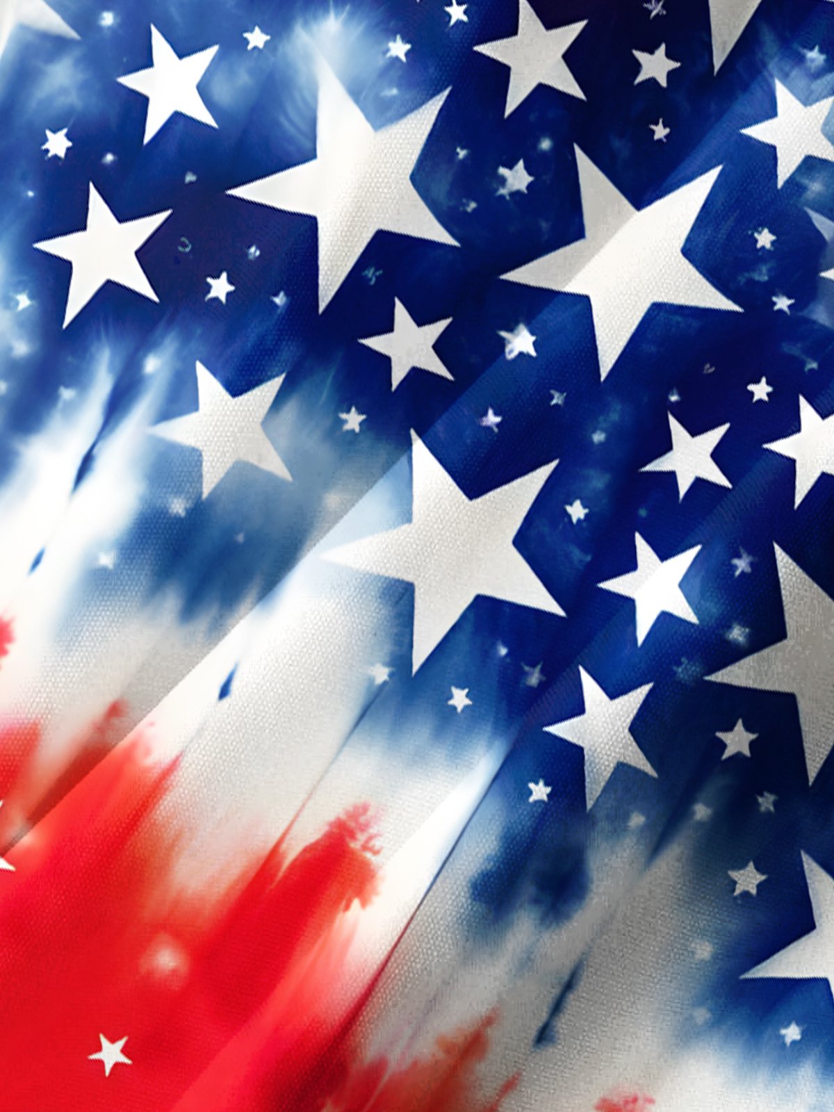 Alohadaddy® Holiday Independence Day Five-Pointed Star Gradient Men's Pocket Stretch Shirt