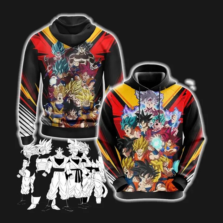 Dragon Ball Hoodie Goku All Versions Black Goku Hoodie Dragon Ball Hoodie For Fan
