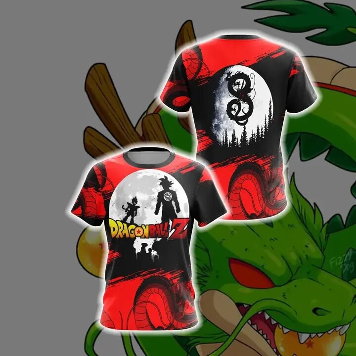 Dragon Ball Z T-shirt Dragon Ball Z Goku Dragon Under The Moon Black Red T-shirt Dragon Ball Z Hoodie