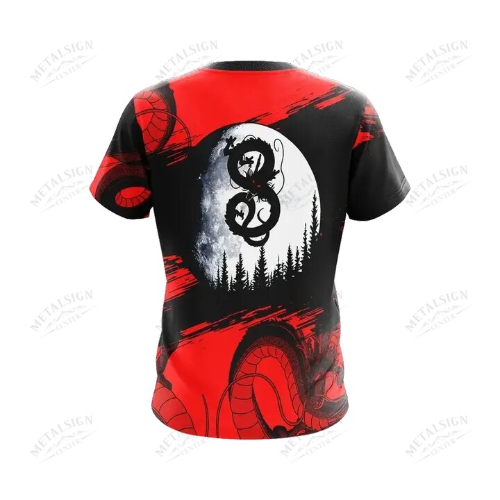 Dragon Ball Z T-shirt Dragon Ball Z Goku Dragon Under The Moon Black Red T-shirt Dragon Ball Z Hoodie