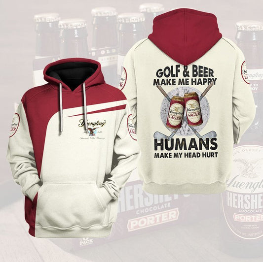 Beer Hoodie Yuengling Golf And Beer Make Me Happy Hoodie Amazing Beer