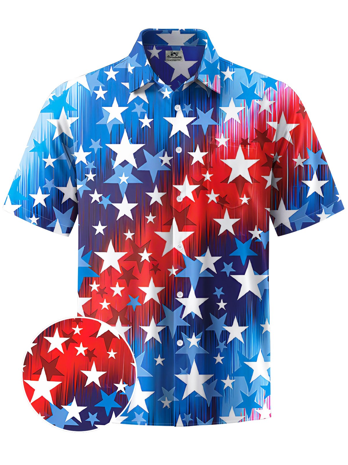 Alohadaddy® Holiday American Flag Day Print Art Chest Pocket Mens Short Sleeve Shirts Big & Tall