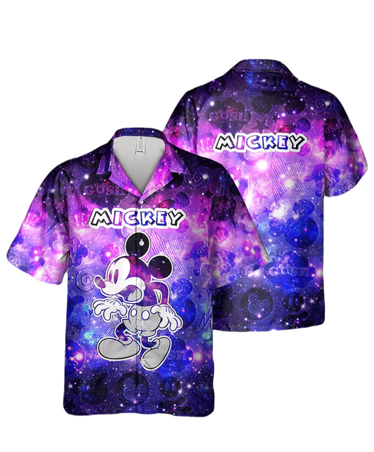 NoClaws MM Hawaii Shirt Disney Gosh MM Galaxy Pattern Hawaiian Shirt Purple Blue Unisex