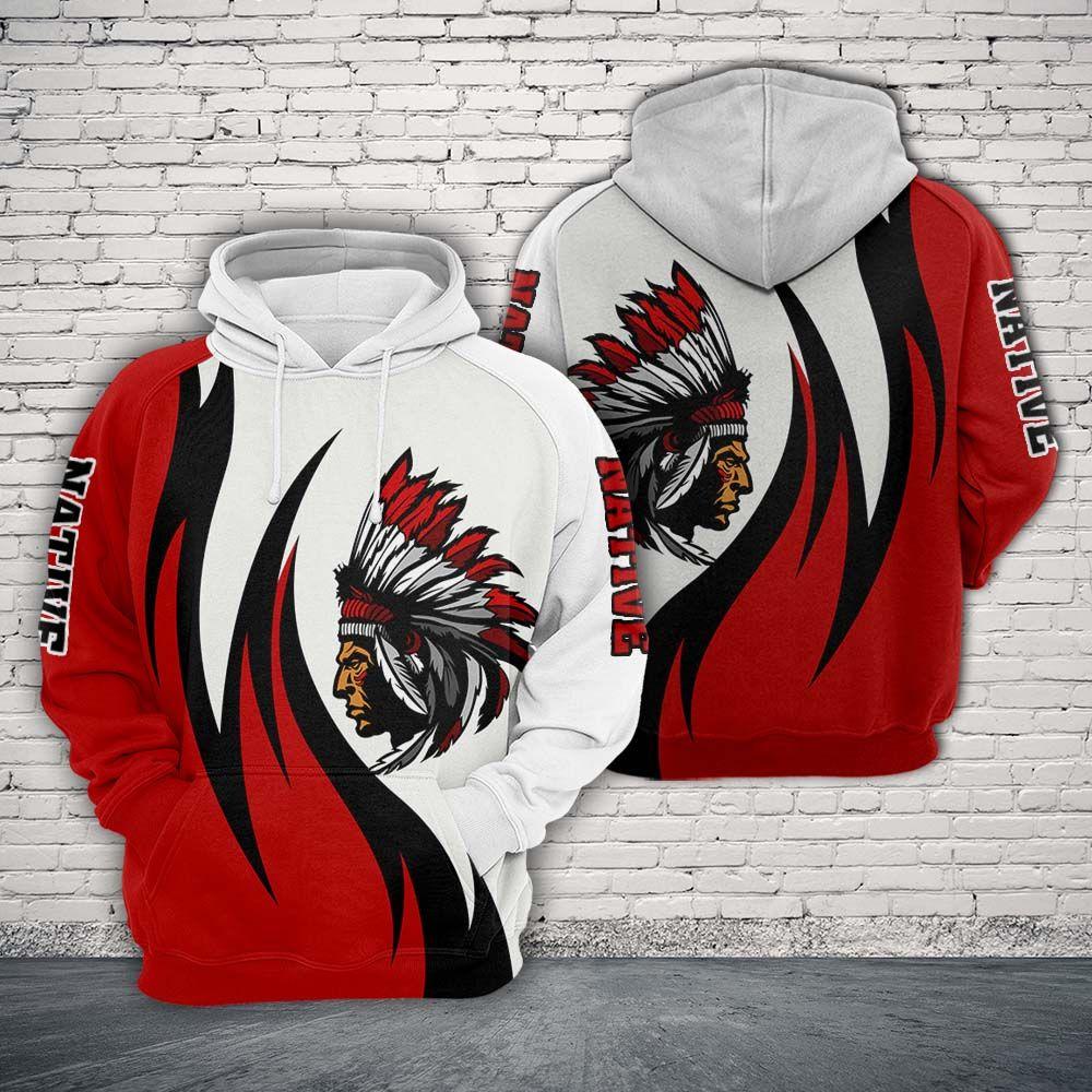 Gifury Native American Hoodie Native American Chief Red White Hoodie Native American Apparel 2022