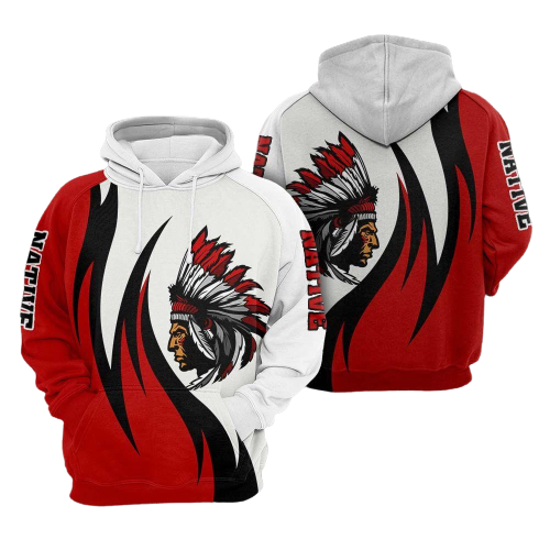 Gifury Native American Hoodie Native American Chief Red White Hoodie Native American Apparel 2022