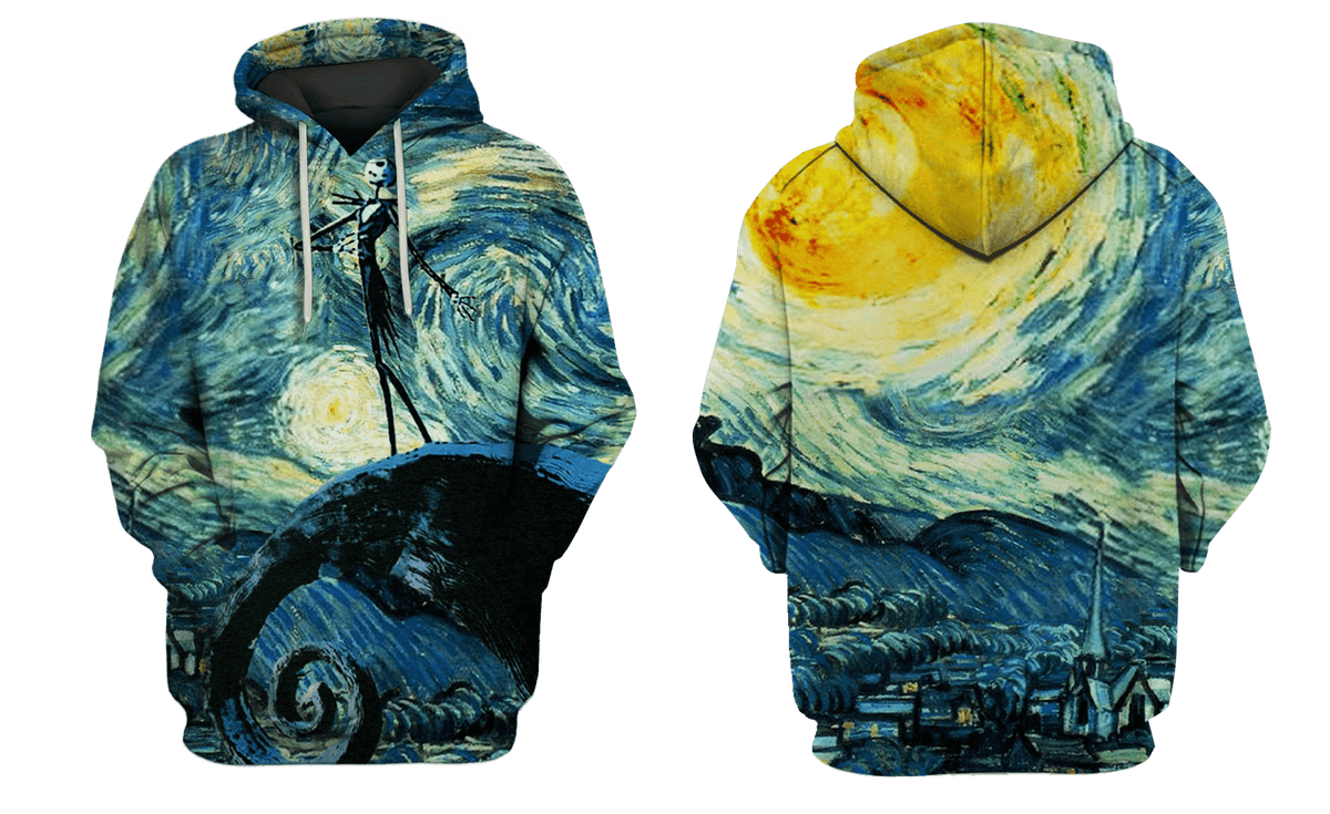 TNBC T-shirt Jack Skellington Starry Night Art Concept Blue Hoodie
