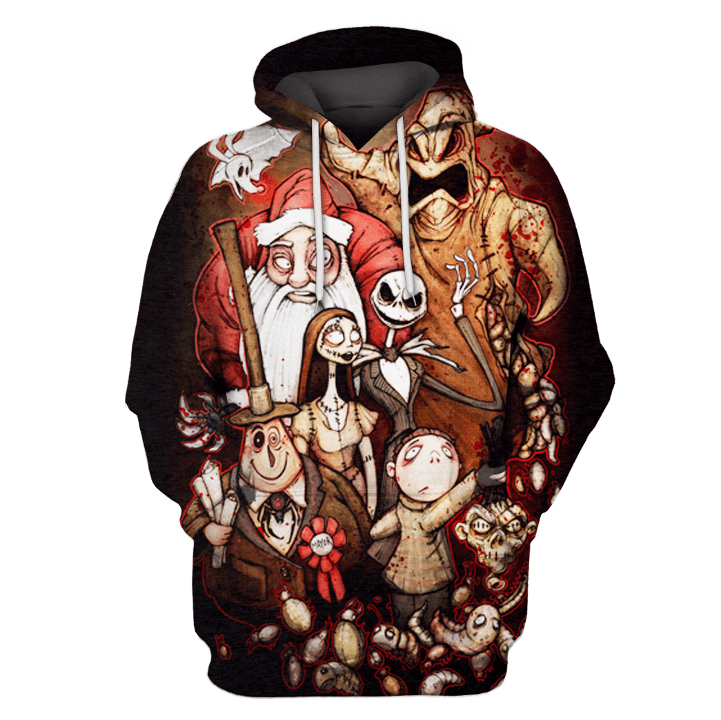 TNBC Shirt Characters Jack Sally Santa Claus Oogie Boogie Vintage Style Hoodie TNBC Hoodie