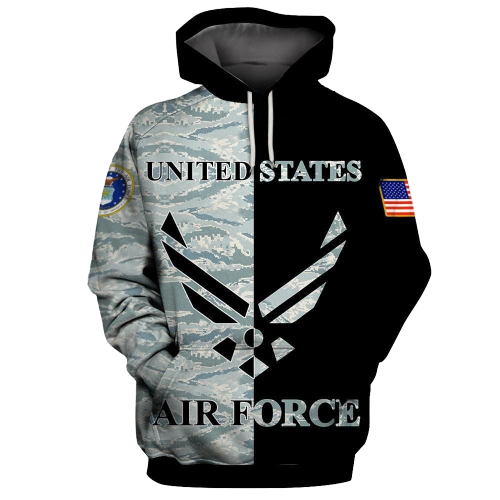 Veteran Hoodie United States Air Force Veteran Logo Black Grey Hoodie Apparel Full Print Full Size