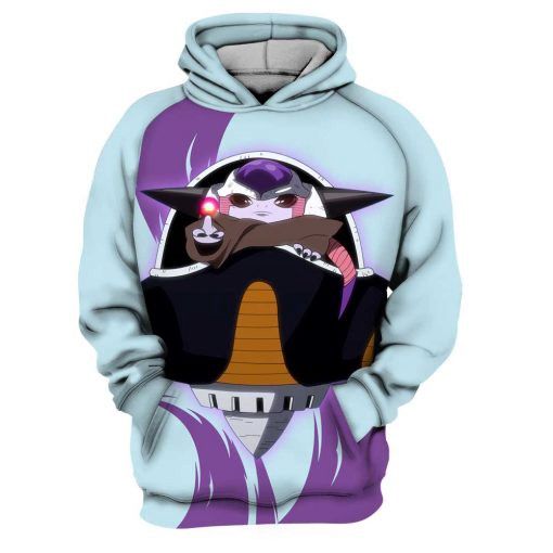 SW Hoodie Frieza Baby Yoda SW Crossover Dragon Ball Z Blue Hoodie Apparel Gift For SW Fan