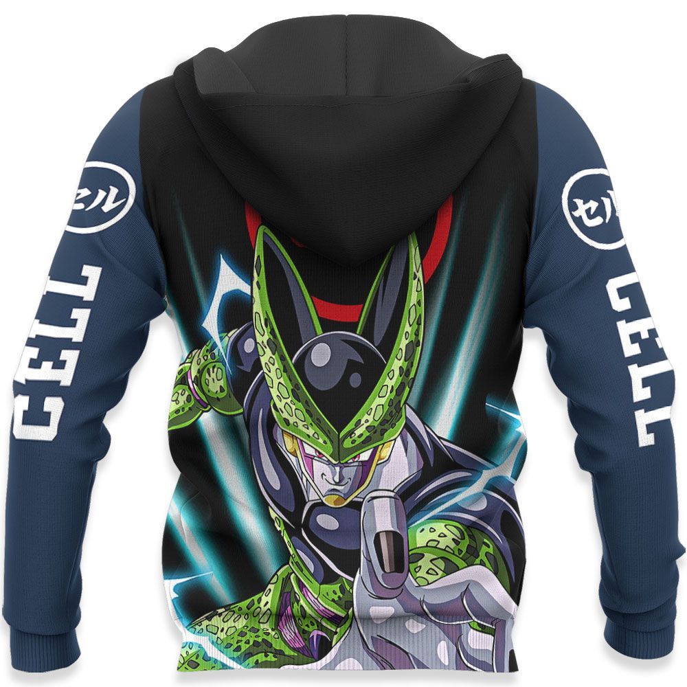 Dragon Ball Z Hoodie Cell Character Black Blue Hoodie Apparel
