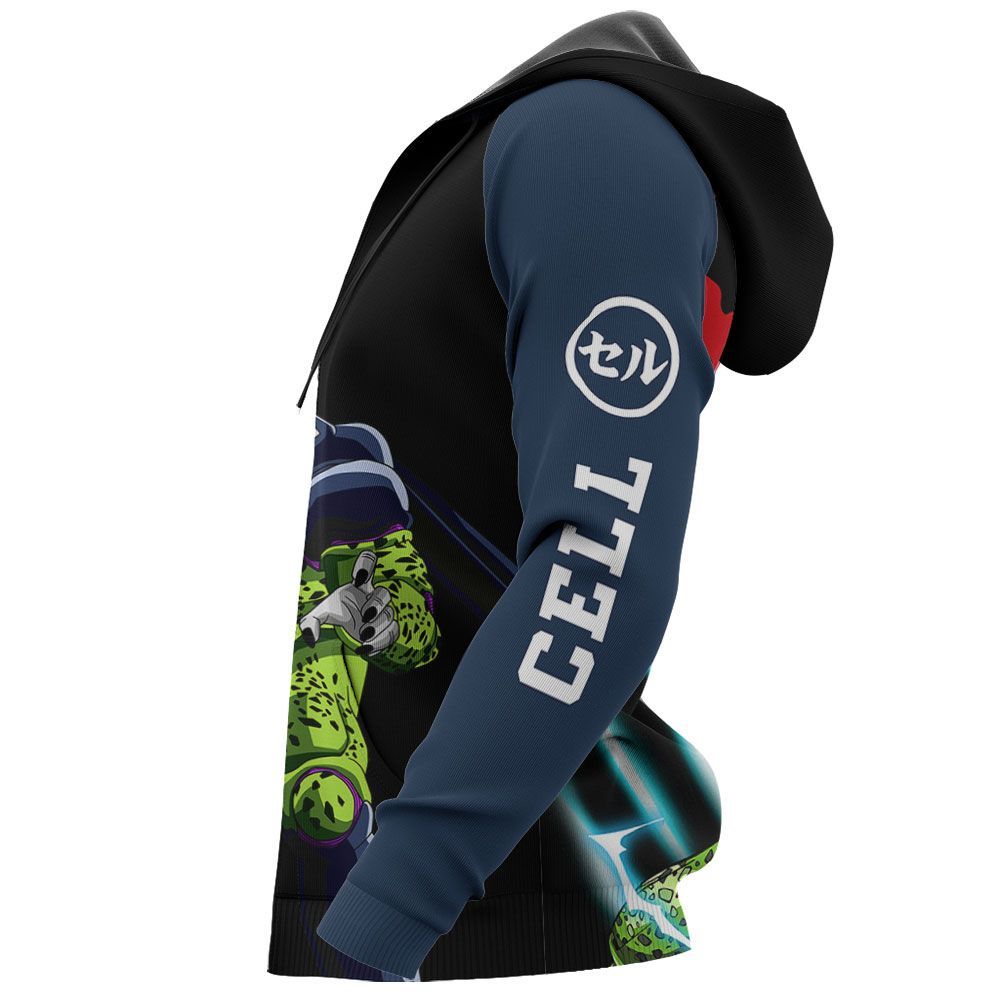 Dragon Ball Z Hoodie Cell Character Black Blue Hoodie Apparel