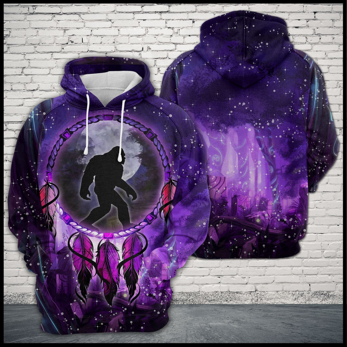 Bigfoot Hoodie Bigfoot Dreamcatcher Purple Hoodie Apparel Men Women Adult Full Print
