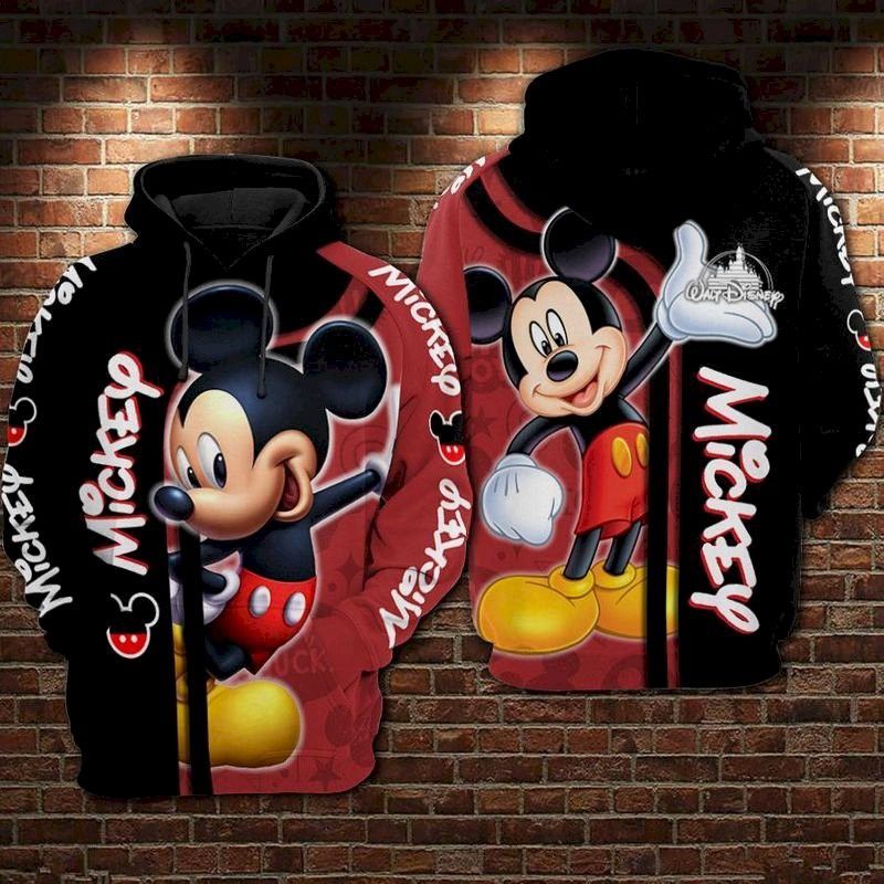 DN Hoodie MN Hoodie MN Mouse Head Symbol DN Logo Black Red Hoodie