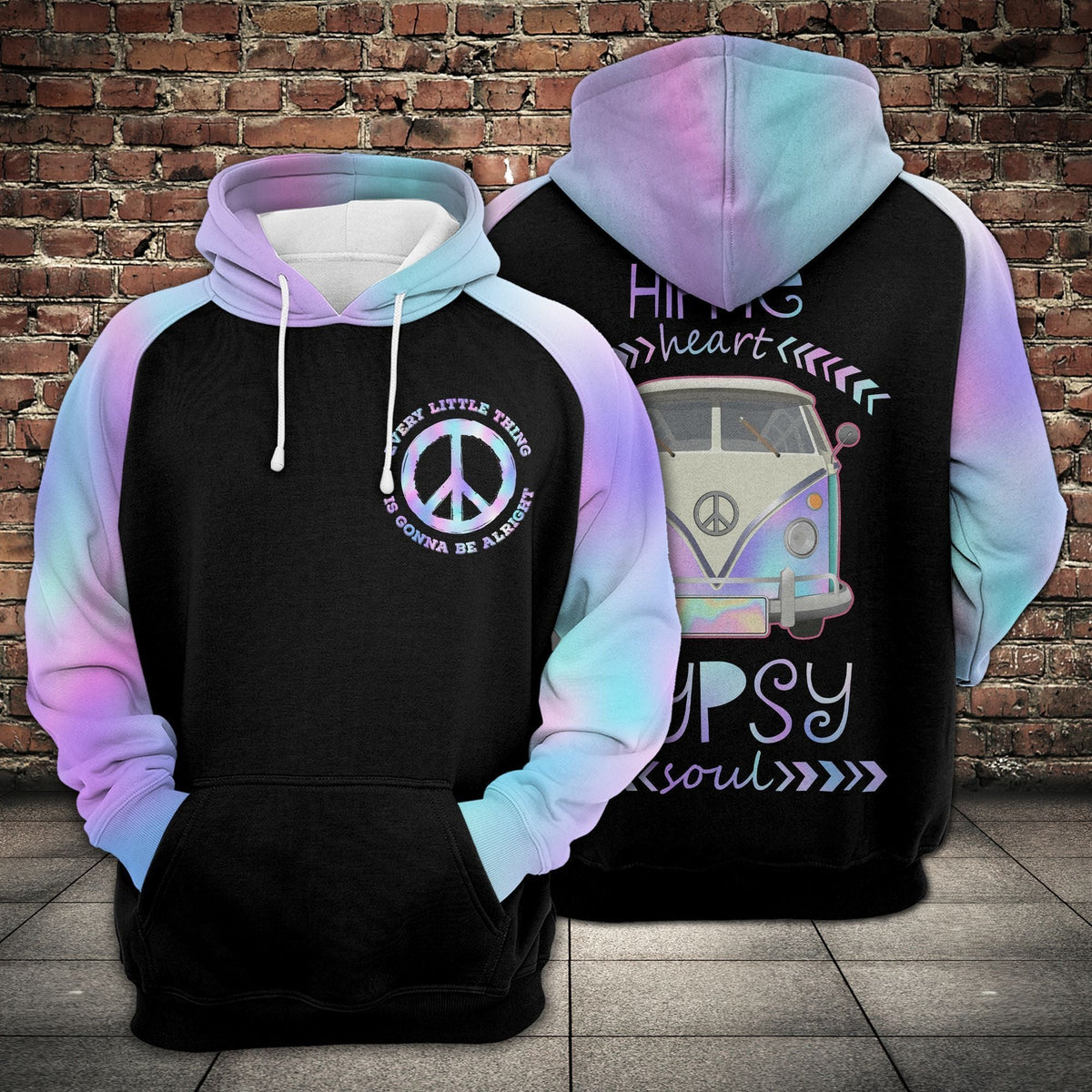 Hippie Hoodie Hippie Heart Gypsy Soul Every Little Thing Is Gonna Be Alright Black Hoodie Apparel Adult Full Size