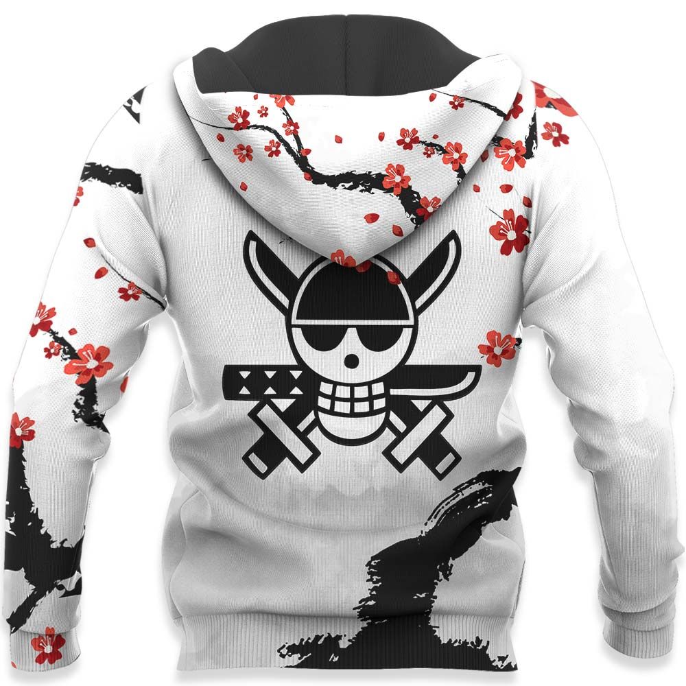 One Piece Hoodie Roronoa Zoro Pirate-Emblem Roronoa Zoro Japanese Style Black White Hoodie