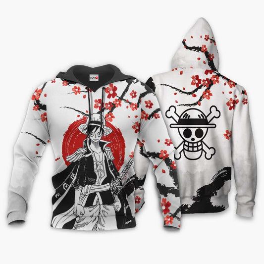 One Piece Hoodie Monkey D. Luffy Japanese Style Black White Hoodie