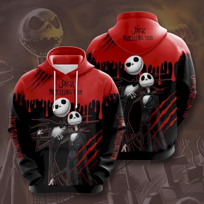 TNBC Hoodie Jack Skellington Claw Scratch Red Black Hoodie
