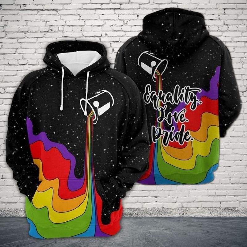 LGBT Pride Hoodie Equality Love Pride Rainbow Watercolor Galaxy Hoodie Apparel Adult Unisex Full Print