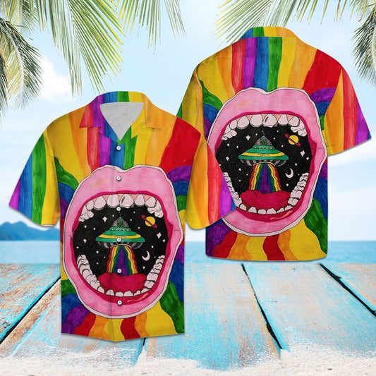 Alien Hawaii Shirt Rainbow Month Alien Drawing Hawaiian Aloha Shirt