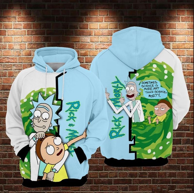 Rick And Morty Hoodie Sometimes Is More Art Than Science Morty Blue White Hoodie Apparel