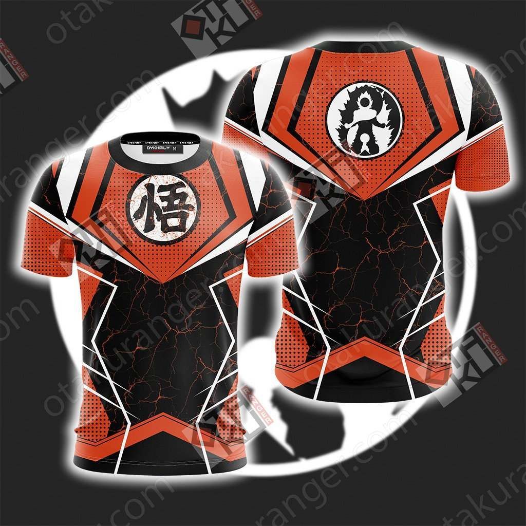 Dragon Ball T-shirt Dragon Ball Kanji Logo Goku Lighting Orange Black Hoodie Anime Fan Gift  Women Men