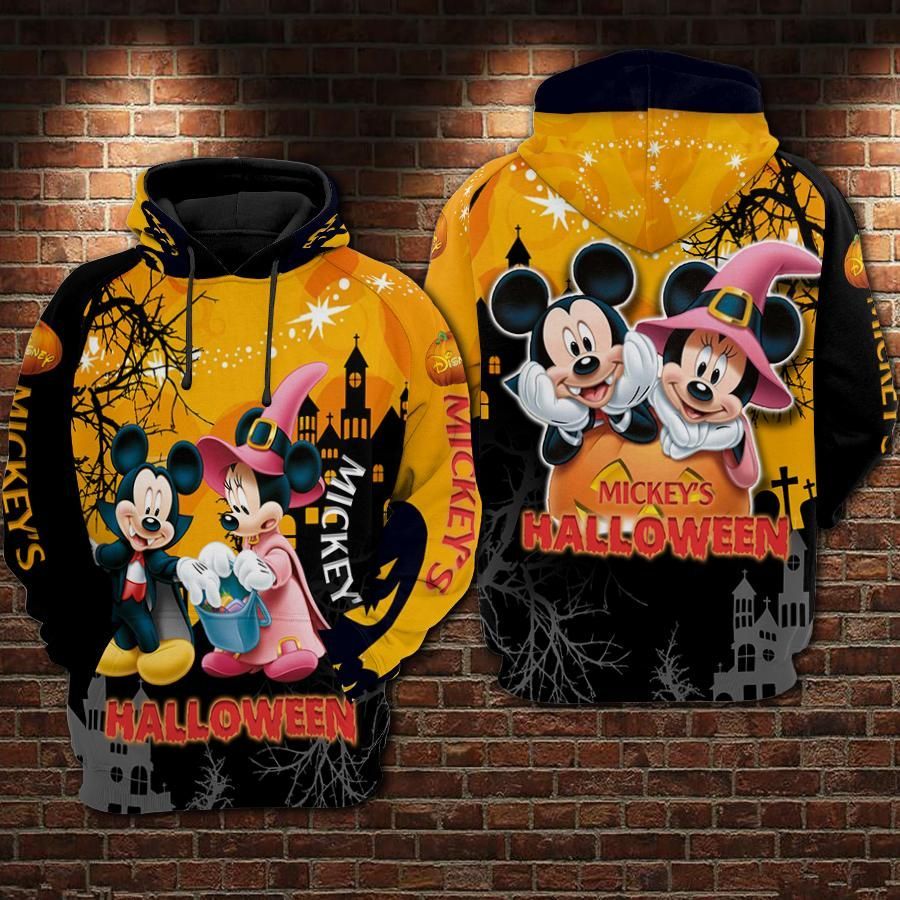 DN Hoodie Minnie Hoodie Minnie And MN Vampire And Witch Halloween Black Orange Hoodie MN Hoodie