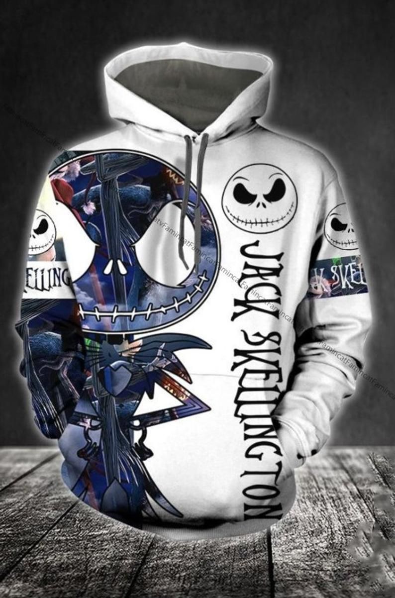 TNBC Hoodie Jack Skellington Symbol Blue White Hoodie