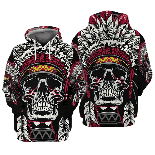 Gifury Native American Hoodie Native American Skull Chief Feathers Indigenous Hoodie Native American Apparel 2022