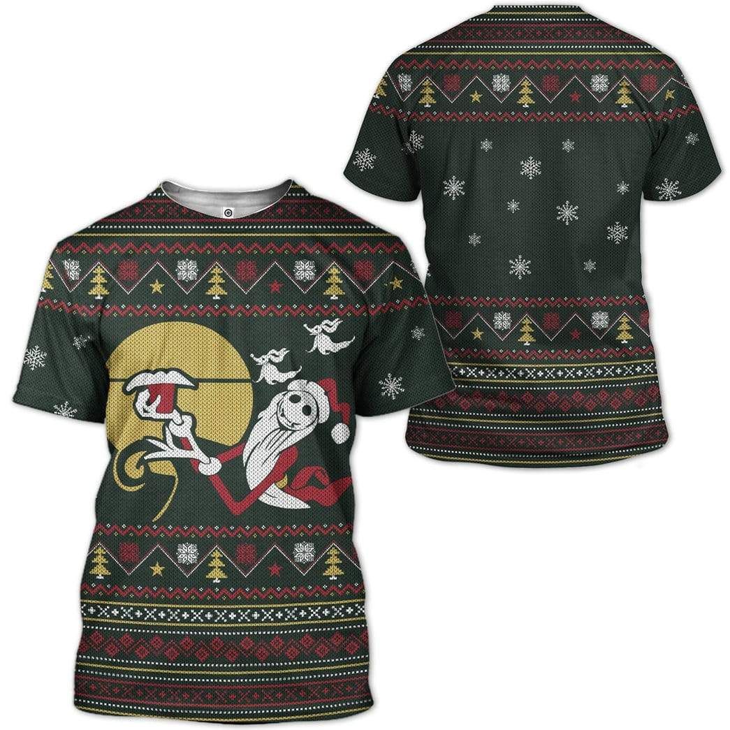 DN Christmas Shirt TNBC Hoodie Jack Skellington Santa Claus Chritmas Pattern Black Hoodie