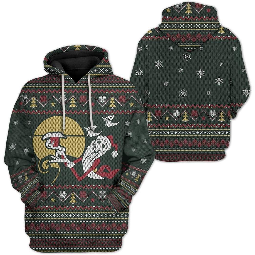 DN Christmas Shirt TNBC Hoodie Jack Skellington Santa Claus Chritmas Pattern Black Hoodie