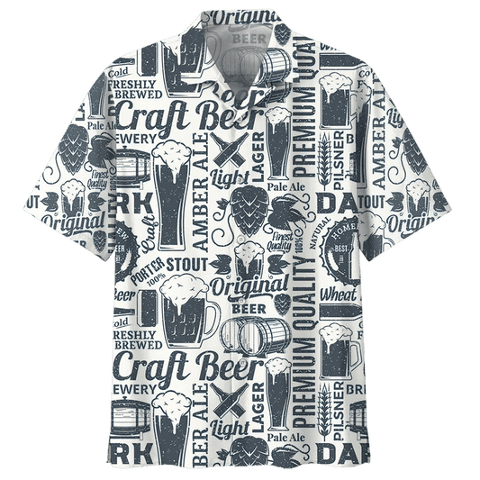 Gifury Beer Hawaiian Shirt Craft Beer Original Beer Black White Aloha Shirt Beer Hawaii Shirt 2022