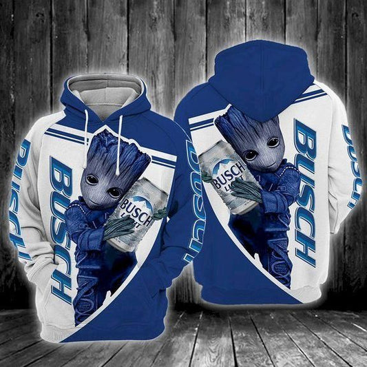 Beer Hoodie Busch Beer Baby Groot Blue White 3d Hoodie Amazing Beer