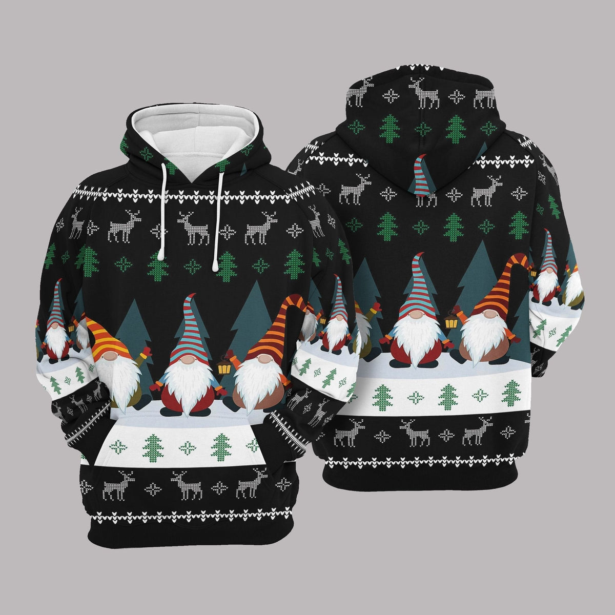 Gifury Gnome Christmas Hoodie Three Gnome Christmas Black Hoodie Gnome Apparel 2022