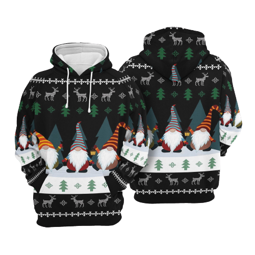 Gifury Gnome Christmas Hoodie Three Gnome Christmas Black Hoodie Gnome Apparel 2022