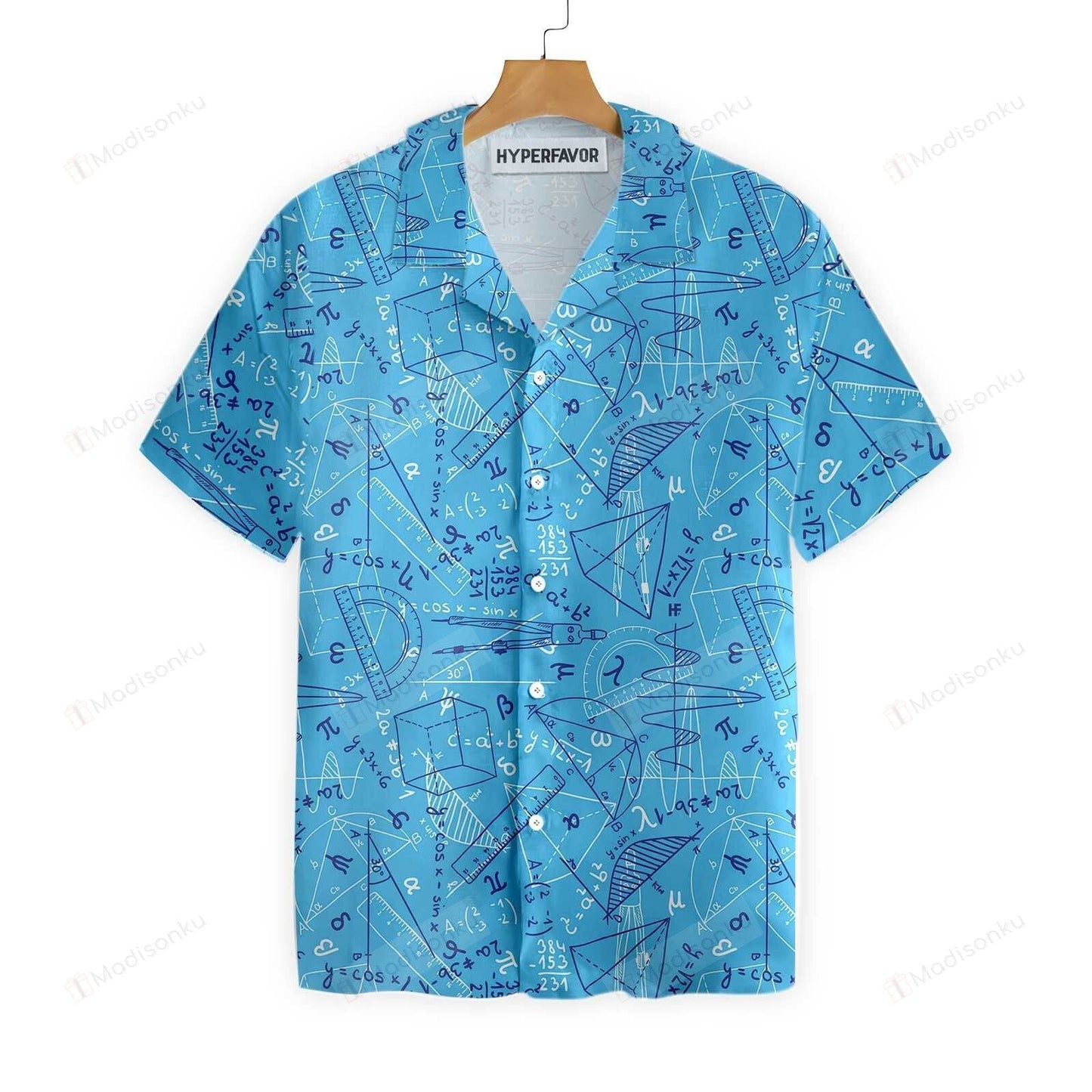 Math Hawaii Shirt Mathematic Geometry Blue Aloha Shirt Math Shirt