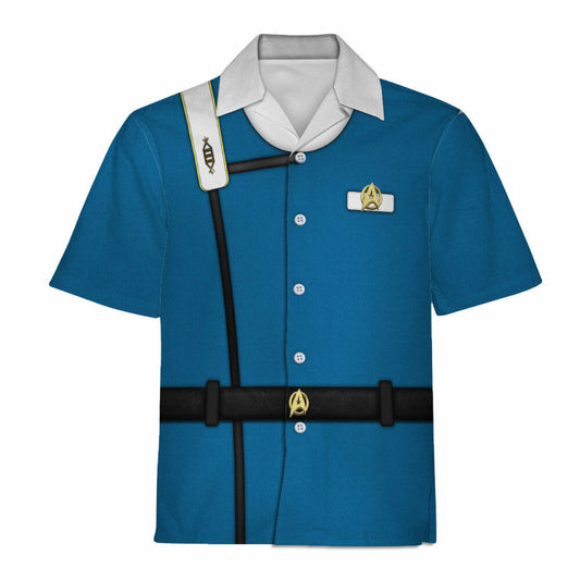 SaTr Wrath Of Khan Kirk Spock Starfleet Blue Cool Hawaiian Shirt
